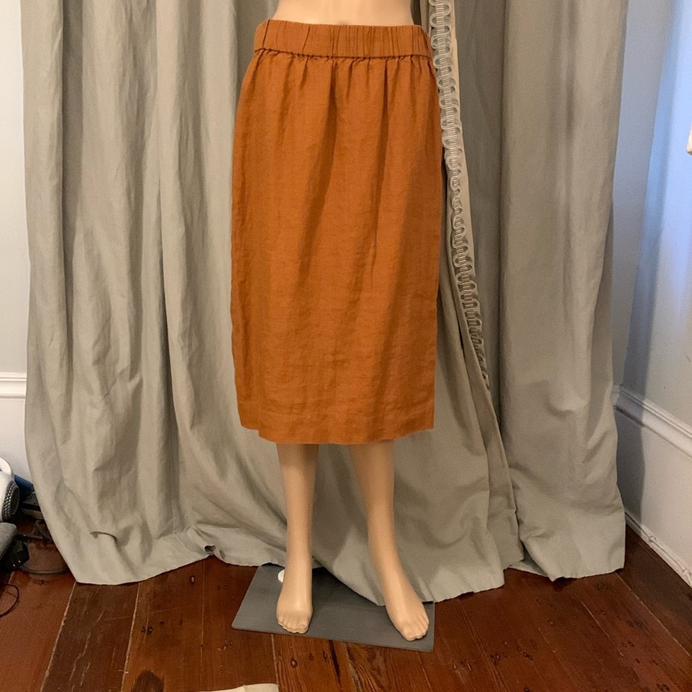 J. Crew Tobacco Brown Linen Skirt, M